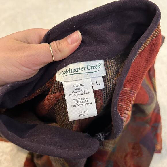 Coldwater Creek Jacket Womens L Tapestry Button Up Boho Indie Embroidered Casual - Picture 6 of 6